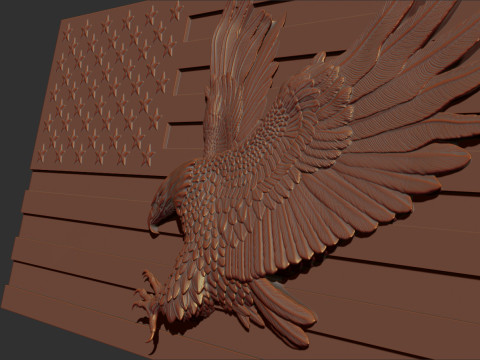 American Flag and Eagle Bas Relief 3D Принт Модель
