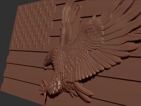 American Flag and Eagle Bas Relief 3D Print Model