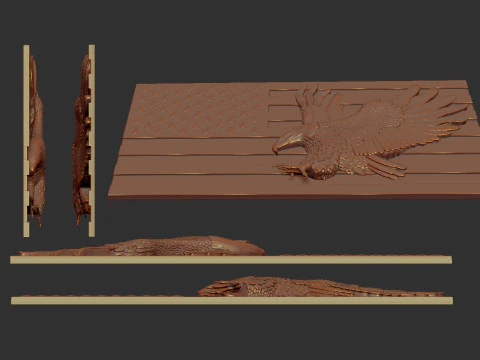American Flag and Eagle Bas Relief 3D Print Model