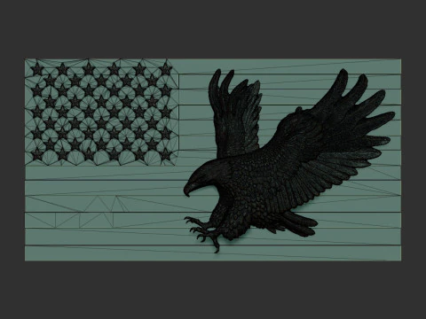 American Flag and Eagle Bas Relief 3D Print Model