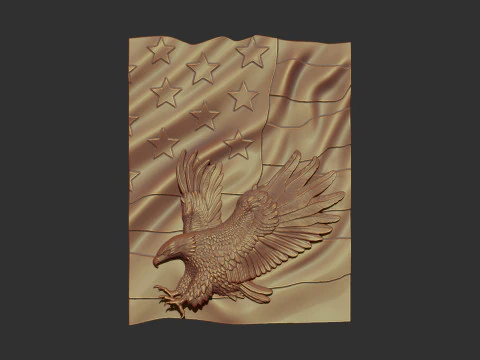 Bandiera americana e aquila Modello di stampa 3D