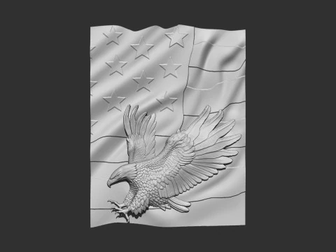 American Flag and Eagle 3D Print Model