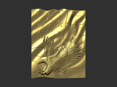 American Flag and Eagle 3D Print Model