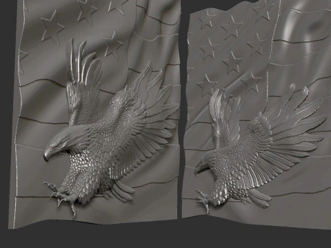 American Flag and Eagle 3D Print Model