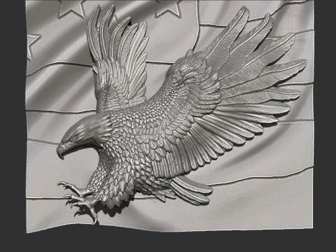 American Flag and Eagle 3D Print Model