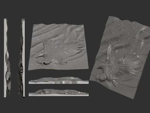 American Flag and Eagle 3D Print Model