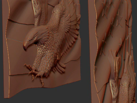 American Flag and Eagle 3D Print Model