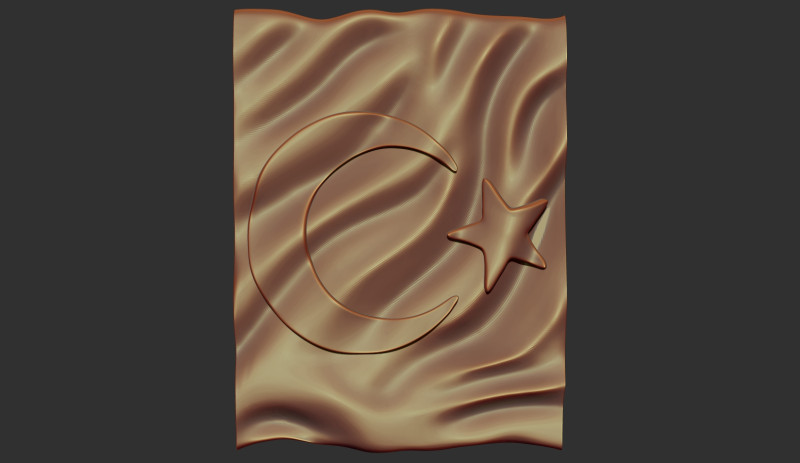 Turkiye Flag 3D Baskı Modeli .c4d .max .obj .3ds .fbx .stl .blend 