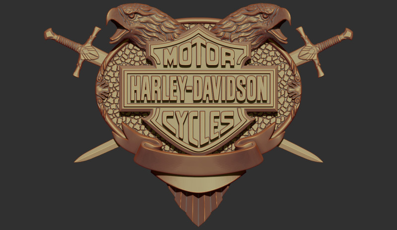 Harley Davidson Emblem Bas Relief 3Dプリントモデル .c4d .max .obj .3ds .fbx .stl .blend