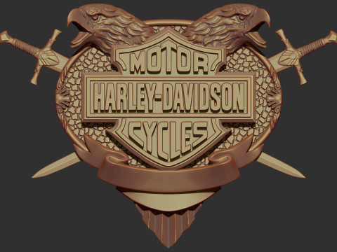 Harley Davidson Emblem Bas Relief 3D Baskı Modeli
