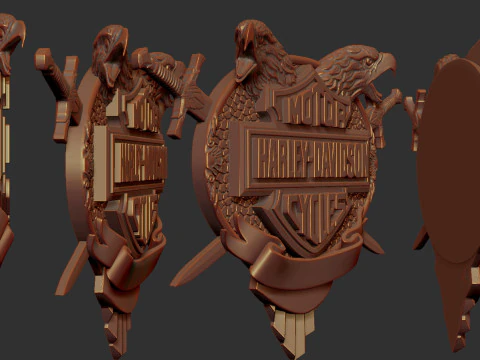 Harley Davidson Emblem Bas Relief 3D Print Model