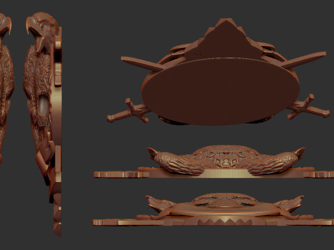 Skull Shield Eagle Head and Sword Modello di stampa 3D