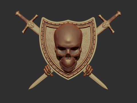 Skull Shield and Sword Modello di stampa 3D