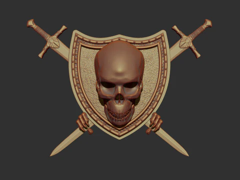 Escudo e Espada de Caveira Modelo de Impressão 3D