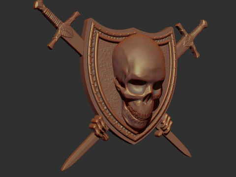 Skull Shield and Sword 3D Print Model