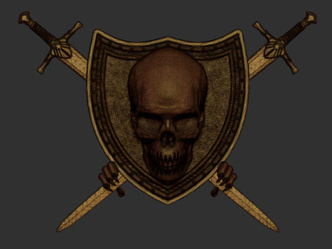 Skull Shield and Sword 3D Print Model
