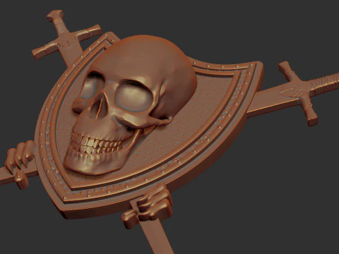 Skull Shield and Sword 3D Print Model