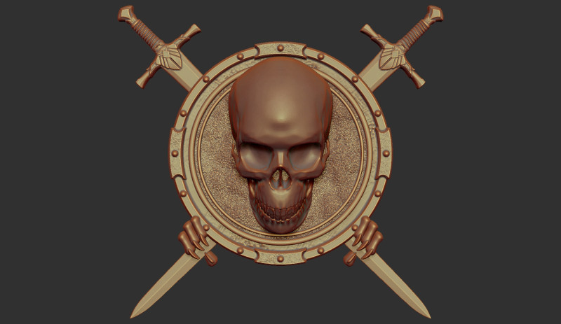 Skull Shield and Sword Modello di stampa 3D .c4d .max .obj .3ds .fbx .stl .blend 