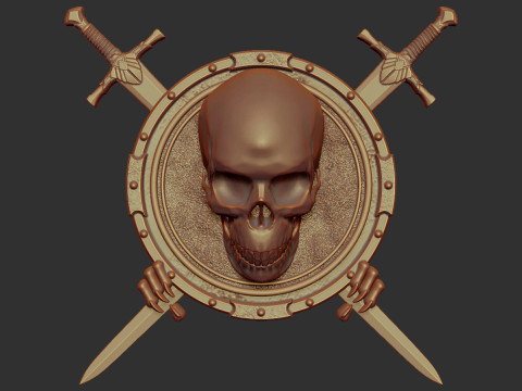Skull Shield and Sword 3Dプリントモデル