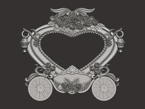 Pumpkin Carriage Photo Frame 3D Print Model