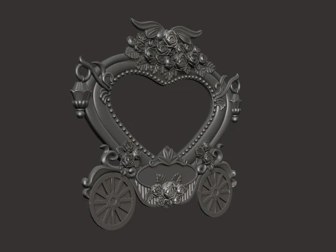 Pumpkin Carriage Photo Frame 3D Print Model