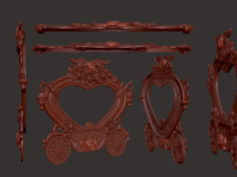 Pumpkin Carriage Photo Frame 3D Print Model