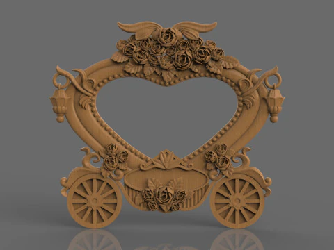 Pumpkin Carriage Photo Frame 3D Print Model