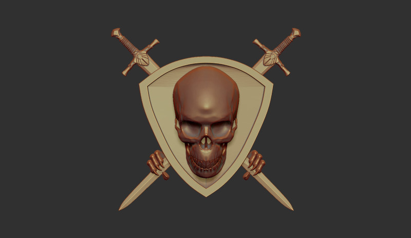 Skull Shield and Sword 3D printmodel .c4d .max .obj .3ds .fbx .stl .blend 