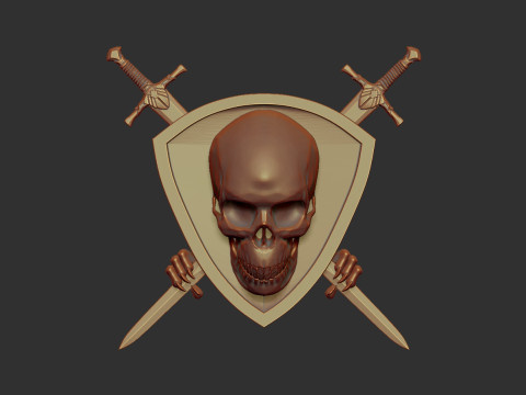 Skull Shield and Sword 3Dプリントモデル