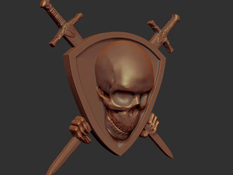 Skull Shield and Sword 3D Print Model