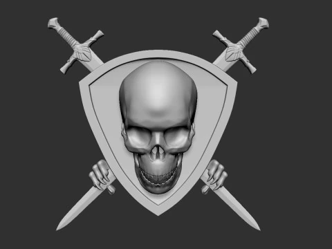Skull Shield and Sword 3D Print Model