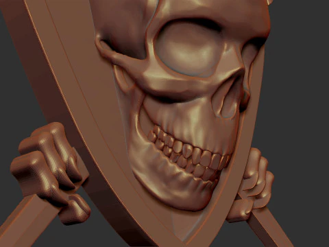 Skull Shield and Sword 3D Print Model
