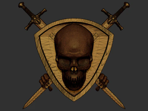 Skull Shield and Sword 3D Print Model