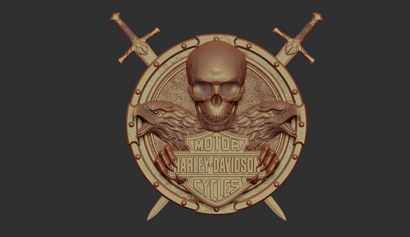 Harley Davidson Bas Relief 3Dプリントモデル .c4d .max .obj .3ds .fbx .stl .blend