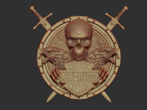 Harley Davidson Bas Relief 3D Baskı Modeli