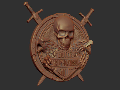 Harley Davidson Bas Relief 3Dプリントモデル
