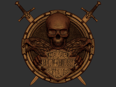 Harley Davidson Bas Relief 3Dプリントモデル