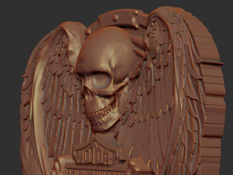 Harley Davidson Logo with Skull and Wings 3D Print Model
