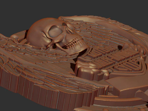 Harley Davidson Logo with Skull and Wings 3D Print Model
