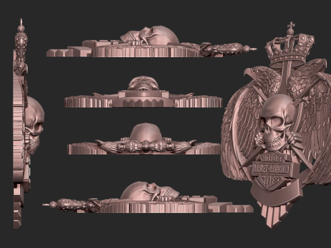 Harley Davidson Logo with Eagle Skull and Wings 3D Print Model