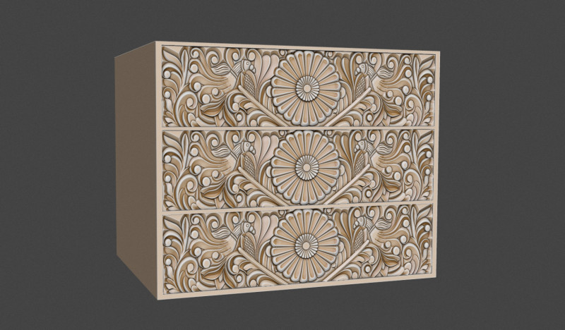 Classic Dresser Drawer Carving Model 3D 打印模型 .c4d .max .obj .3ds .fbx .stl .blend 