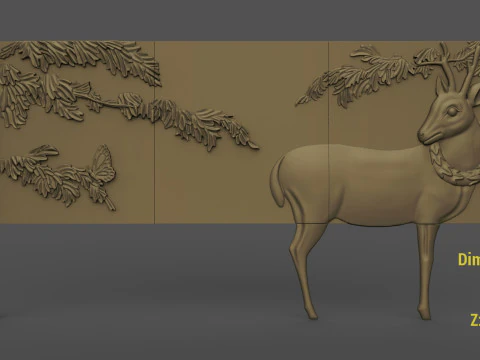 Prasmanan dengan Ukiran Cnc Kabinet Rusa Model Cetak 3D