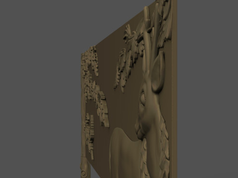 Buffet with Deer Cabinet Cnc Carving 3D 打印模型