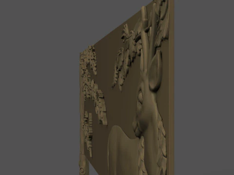 Buffet with Deer Cabinet Cnc Carving 3D Print Model