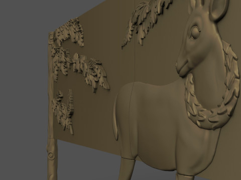 Buffet with Deer Cabinet Cnc Carving 3D 打印模型
