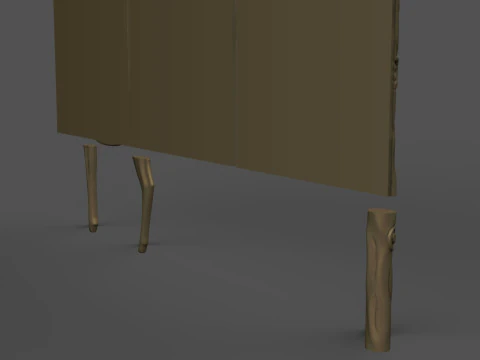 Buffet with Deer Cabinet Cnc Carving 3D Print Model