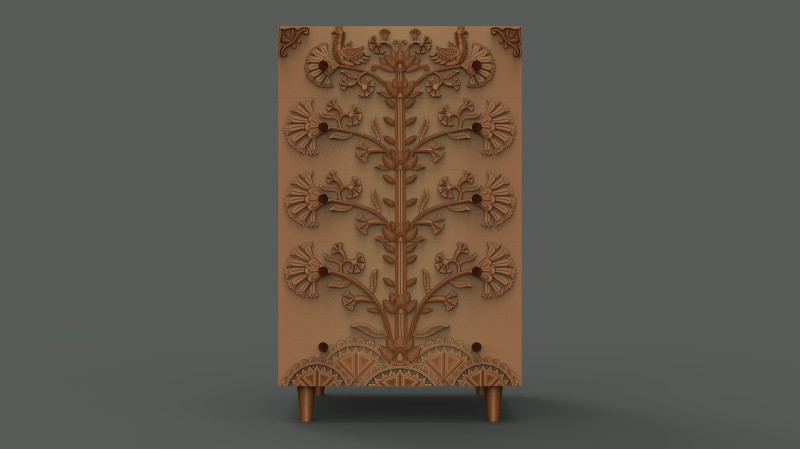 Five-Drawer Dresser Cnc Carving 3D 프린트 모델 .c4d .max .obj .3ds .fbx .stl .blend