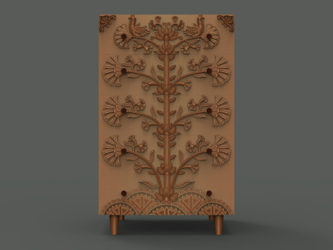 Five-Drawer Dresser Cnc Carving Model do druku 3D