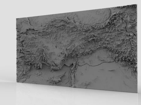 Mapa em relevo da Turquia Turkiye fiziki haritasi Modelo de Impressão 3D