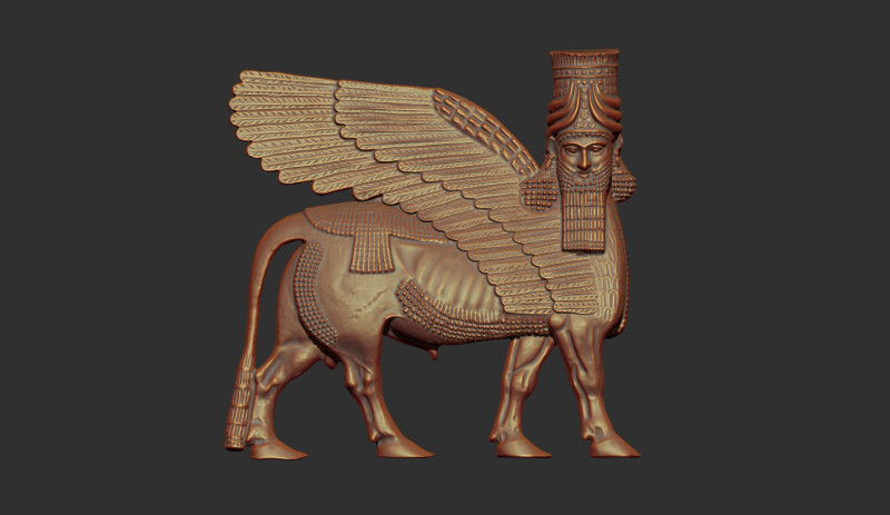 Assyrian Human headed winged bull bas relief 3D Print Model .c4d .max .obj .3ds .fbx .stl .blend 
